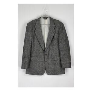 Farah Clothing Tweed Silk Two Button Blazer Jacket Mens Size 44L Black White